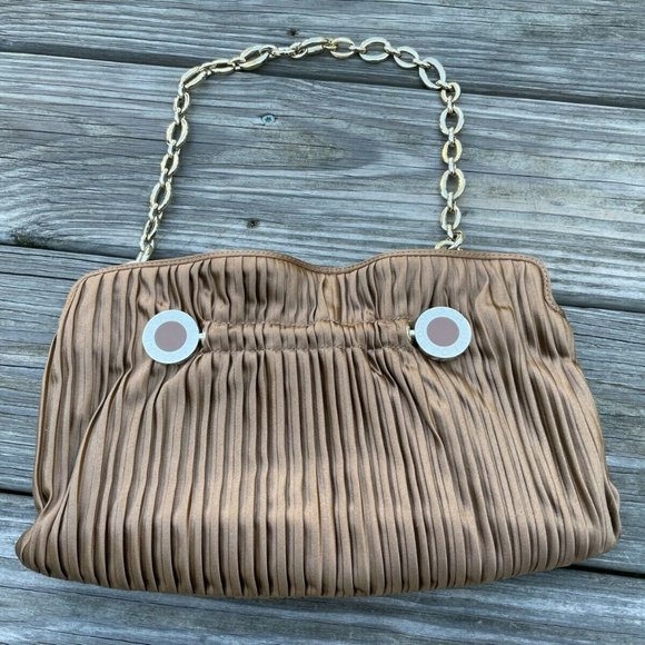 BVLGARI Handbags - BVLGARI Women Handbag Clutch Brown Bag Gold Tone Hardware Made in Italy